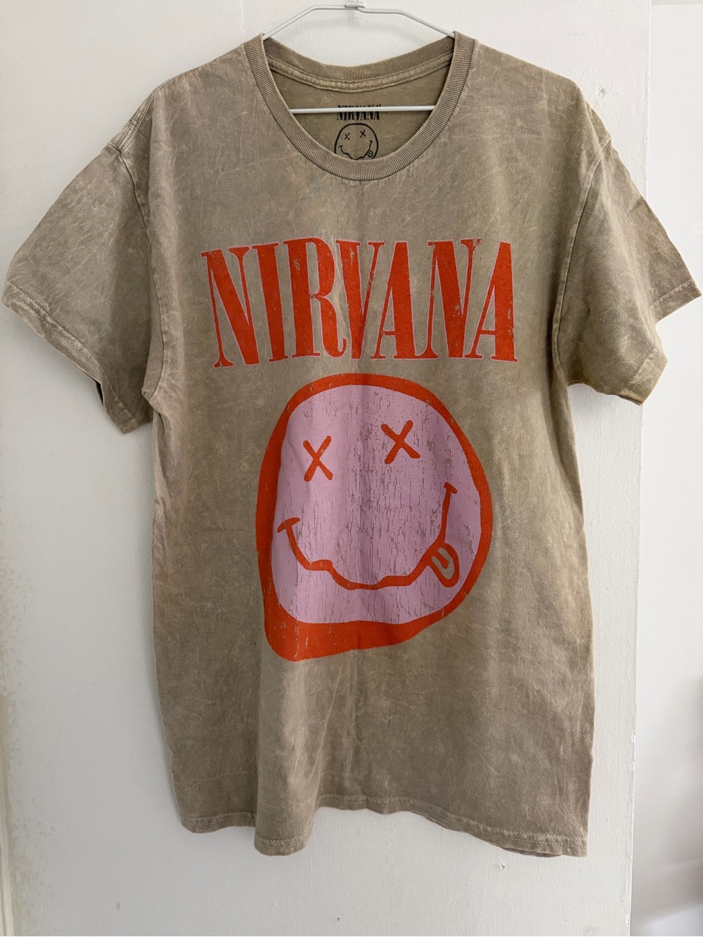 Nirvana Smiley Graphic Washed T-Shirt Size L